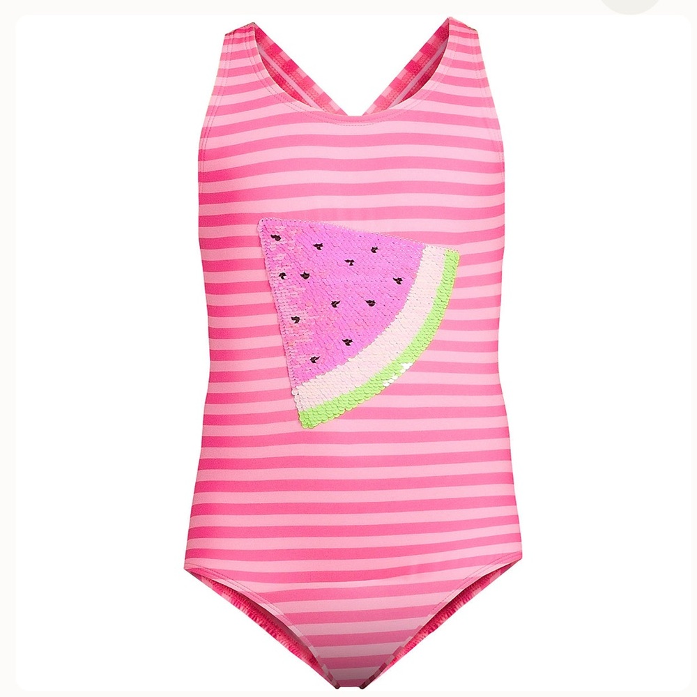 Lands’ End Girls Sequin Graphic UPF 50 Tugless One Piece - Size 16